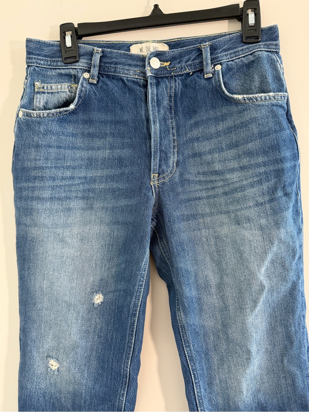 Free People We The Free Distressed Straight Leg Cropped Jeans Womens 28 Raw Hem - Picture 3 of 11